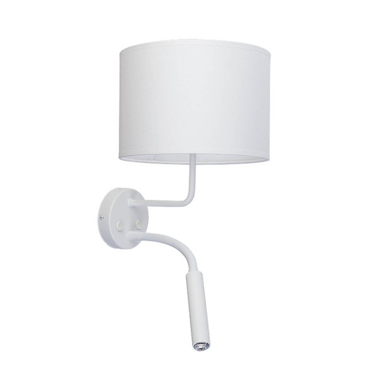 Vägglampa Hotel Plus med läslampa, vit
