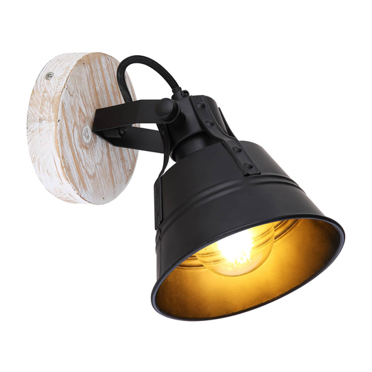 Vägglampa Günther av metall, svart