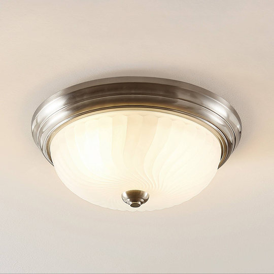 Lindby Pakka taklampa, nickel satin