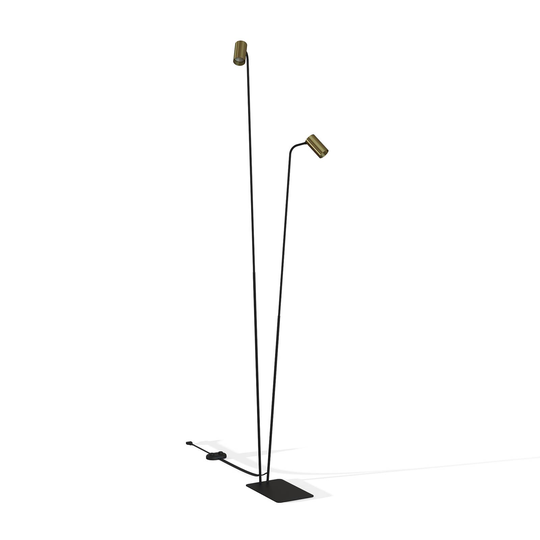 Golvlampa Mono II 2 lampor svart/mässing