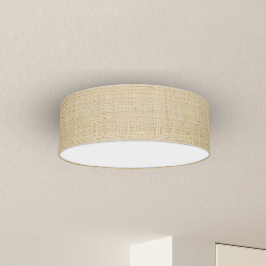 Taklampa Leano beige rund av rotting