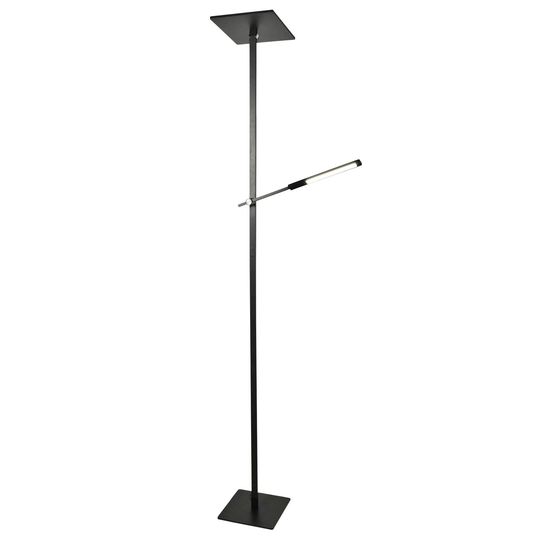 LED-golvlampa Ideal med läsarm, svart