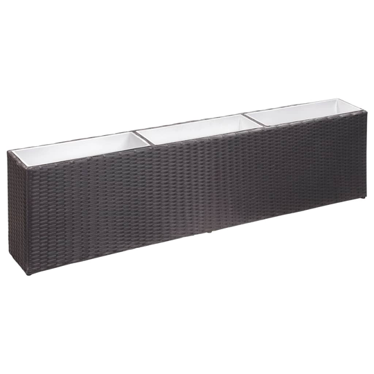 vidaXL Odlingslåda upphöjd med 3 krukor 150x20x40 cm konstrotting svart