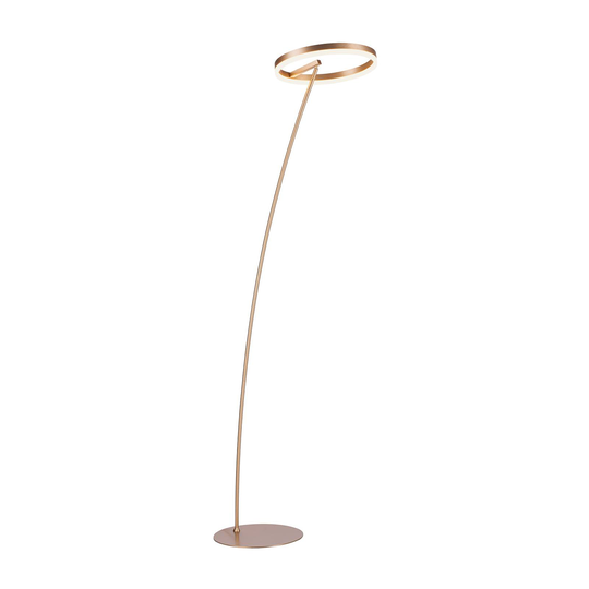 LED-golvlampa Titus, dimbar, mässing matt