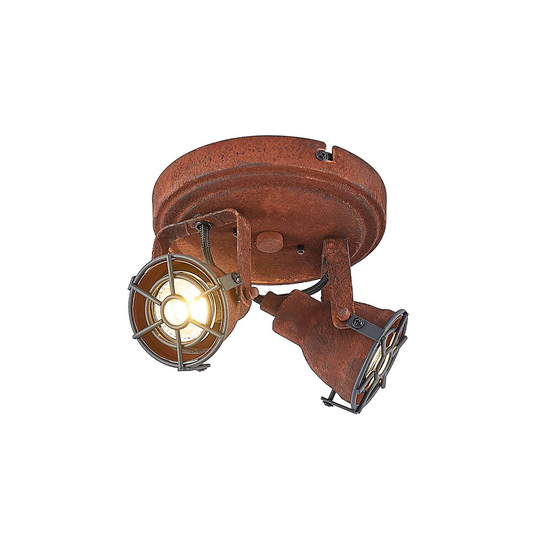 Lindby Scabra takspotlight i rostoptik, 2 lampor