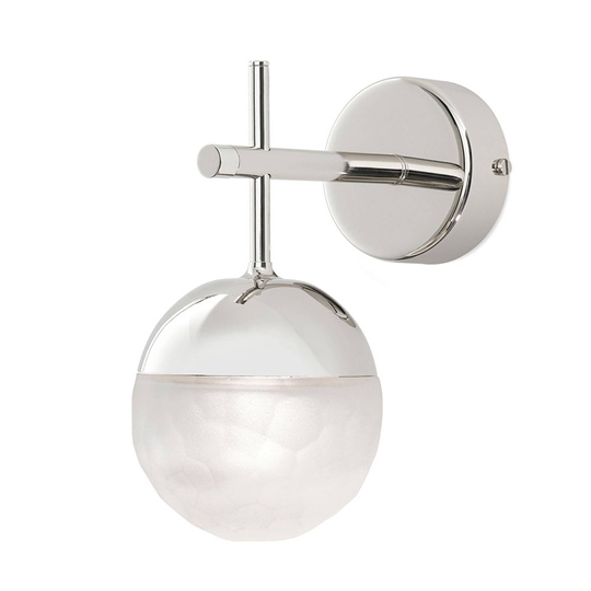 LED-vägglampa Ball, 1 lampa, nickel, nedåt