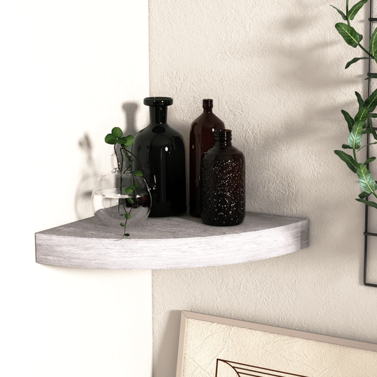 vidaXL Svävande hörnhylla betonggrå 25x25x3,8 cm MDF