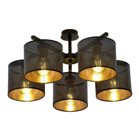 Taklampa Jordan svart/guld 5 lampor