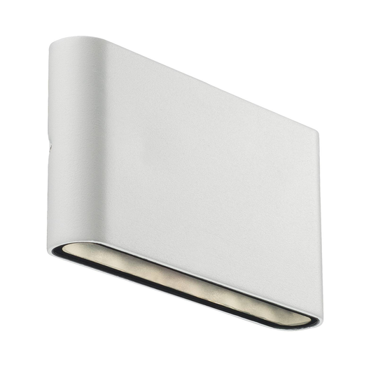 LED-utomhusvägglampa Kinver i platt form, vit