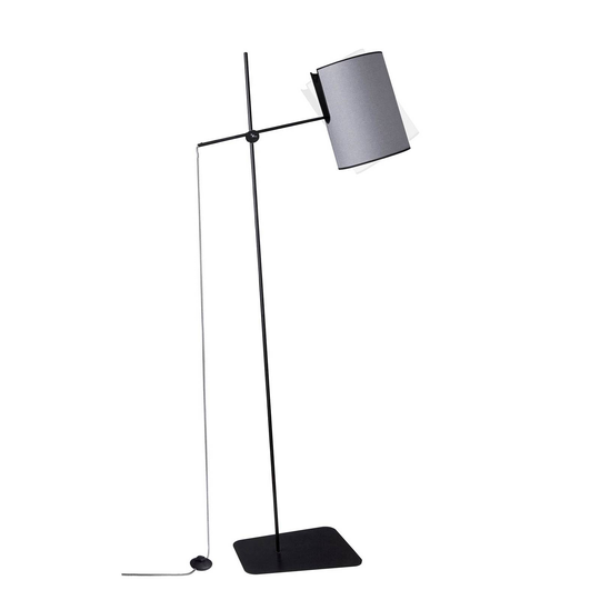 Golvlampa Zelda med rund, grå textilskärm