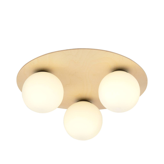 Taklampa Kenzo, rund, brun/vit, 3 lampor