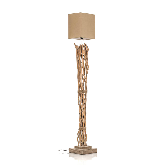 Golvlampa Marica med skärm och träelement