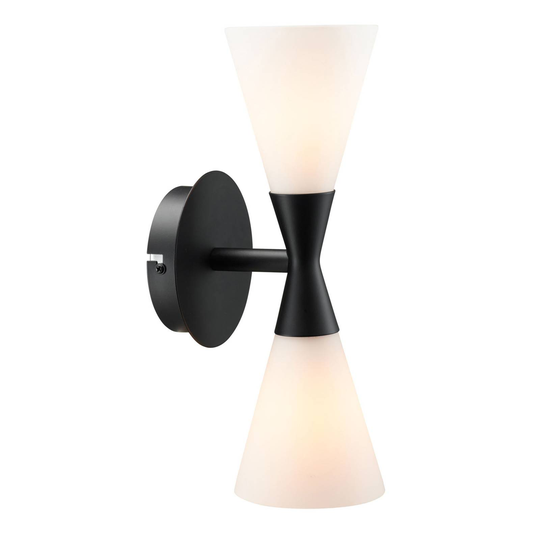 Vägglampa Harlekin Duo med kontakt, svart