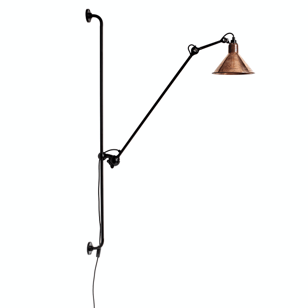 Lampe Gras N214 Vägglampa Matt Svart & Rå Koppar