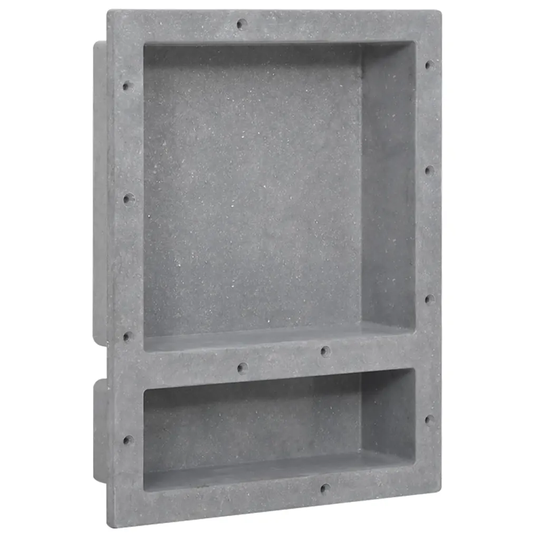 Infälld duschhylla niche 2 hyllor matt grå 41x51x10 cm