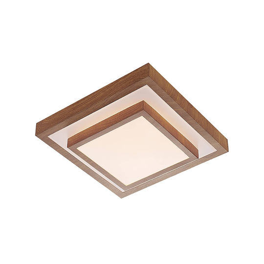 Lindby Mendosa LED-taklampa träoptik, kantig
