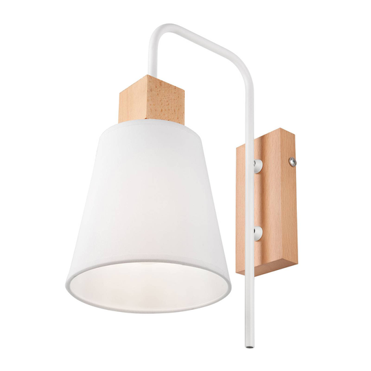 Vägglampa Aldonn av trä med skärm av tyg
