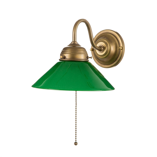 Vägglampa KONRAD med grön glasskärm