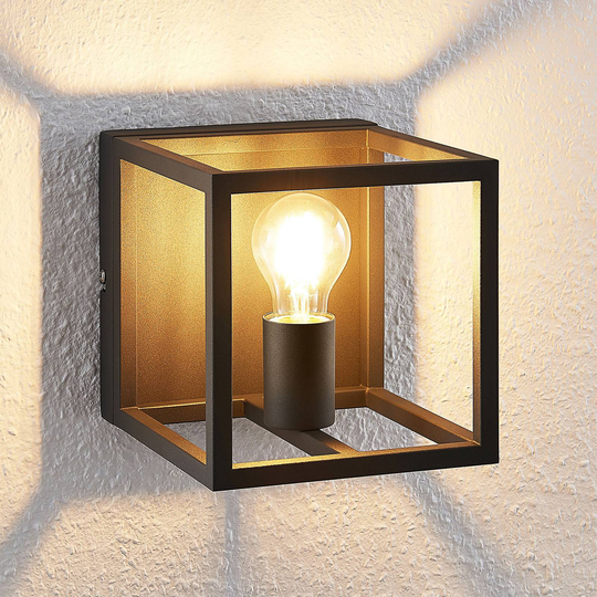 Lindby Meron vägglampa, boxformad, mörkgrå