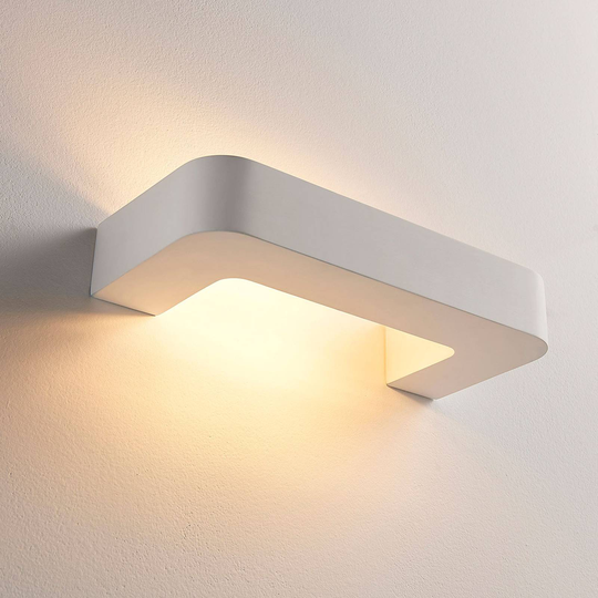 Bygelformad LED-vägglampa Julika, vitt gips