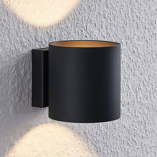 Lindby Mirza vägglampa av aluminium, rund, svart