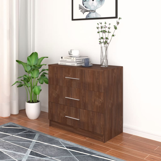 Byrå spånskiva 71x35x68 cm brun ek