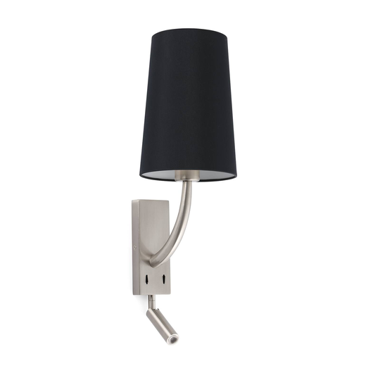 Vägglampa Rem med LED-läslampa, svart/nickel