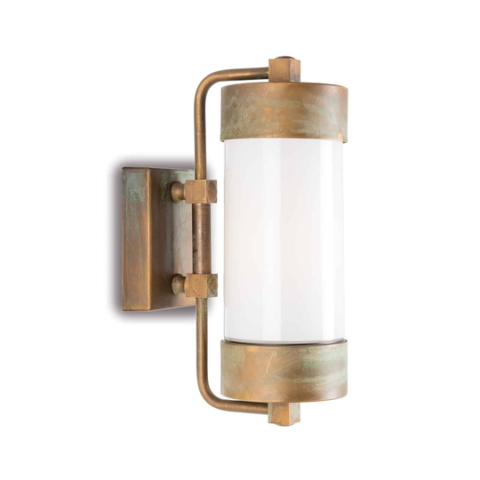 Utomhusvägglampa 3389, mässing antik/opal