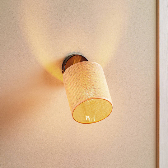Vägglampa Jute med riktbar textilskärm