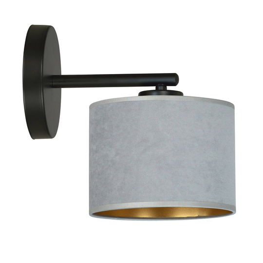 Vägglampa Jari tygskärm, grå/guld