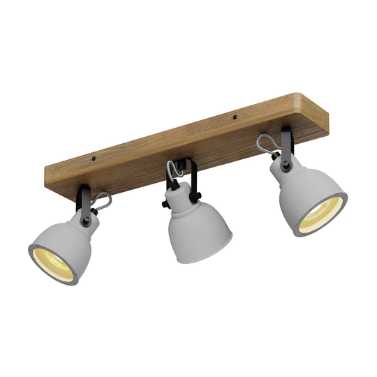 Lindby Mitis LED-taklampa, furu, 3 lampor