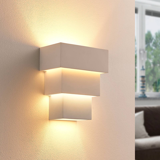 LED-vägglampa Antonella av gips