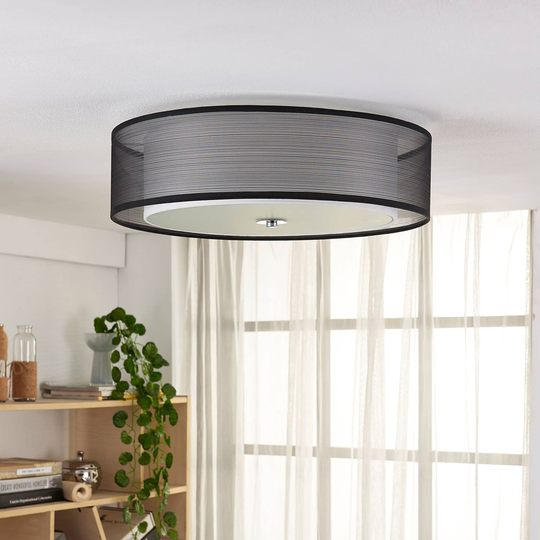 taklampa Tobia med organzaskärm, LED