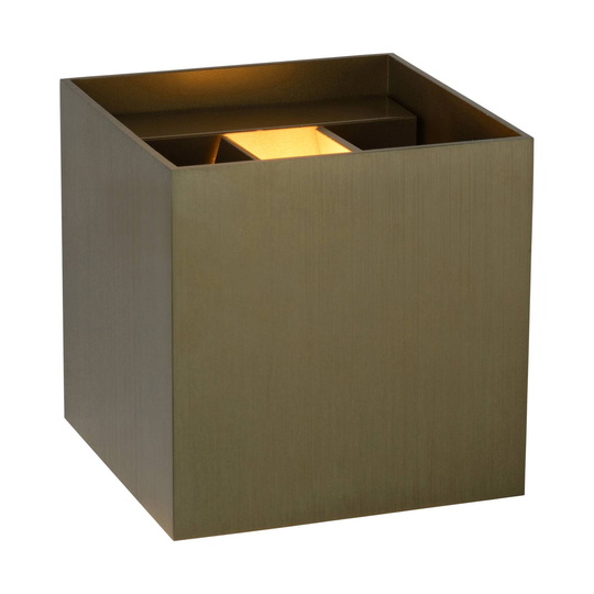 LED-vägglampa Xio, kantig, gammal mässing