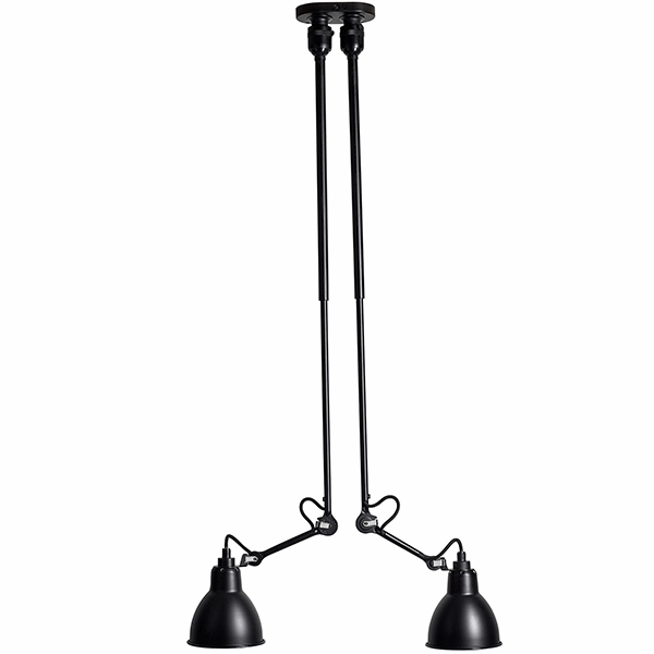 Lampe Gras N302 Taklampa Double Matt Svart