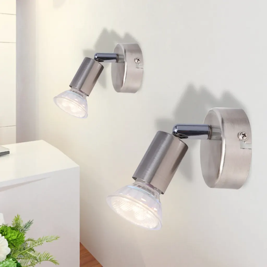 Vägglampa med LED-Strålkastare 2 st Satin Nickel