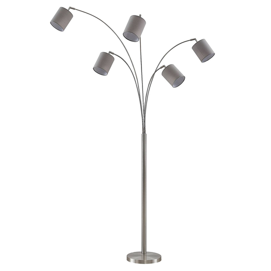 Lindby Abiram golvlampa, nickel/mulvadsgrå