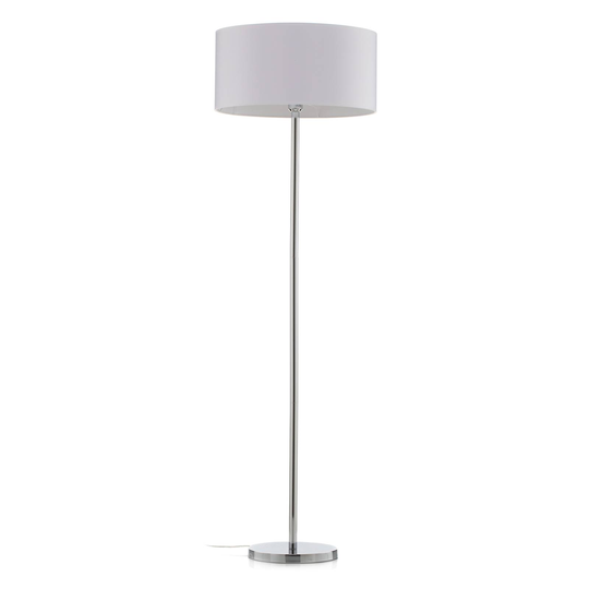 Golvlampa Maarit med textilskärm, vit/krom