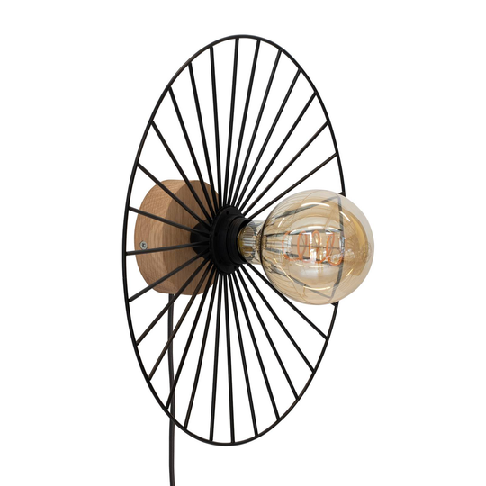 Envolight Yahel vägglampa, ek/svart, Ø 35 cm