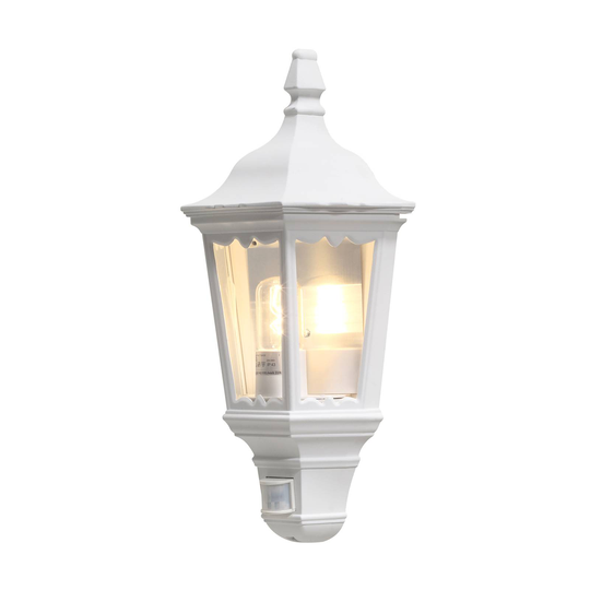 Utomhusvägglampa Firenze halvskål, sensor, vit