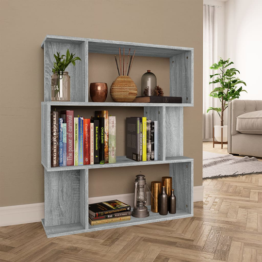 vidaXL Bokhylla/Rumsavdelare grå sonoma-ek 80x24x96 cm