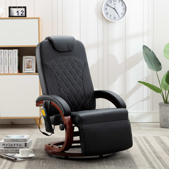 Massagefåtölj svart konstläder