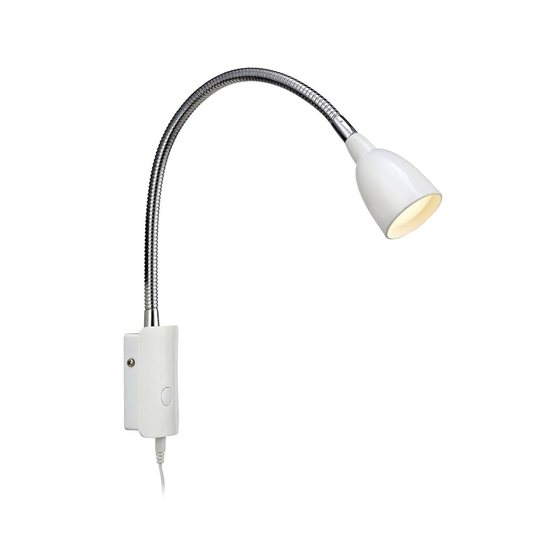 LED-vägglampa Tulip med kabel och kontakt, vit