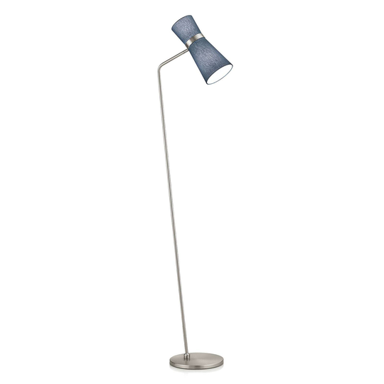 Golvlampa Yuna-S mattnickel, skärm blå