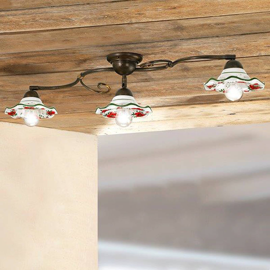 Taklampa ROSOLACCI med keramikskärmar 3-arm