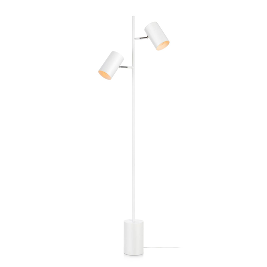 Golvlampa Twin i vitt, 2 lampor, metall