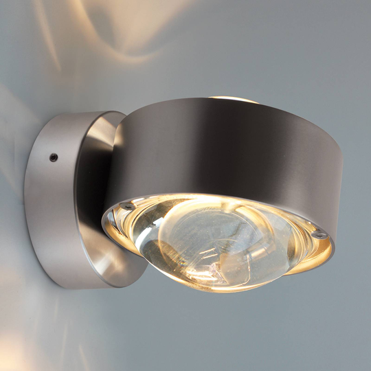 LED-vägglampa Puk Wall, matt krom
