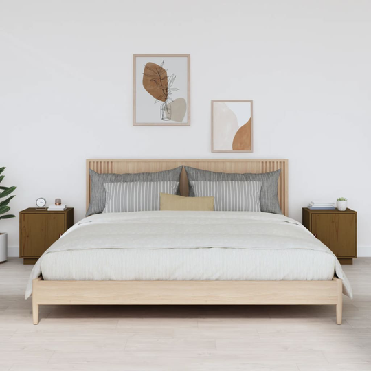 vidaXL Sängbord 2 st honungsbrun 40x34x45 cm massiv furu