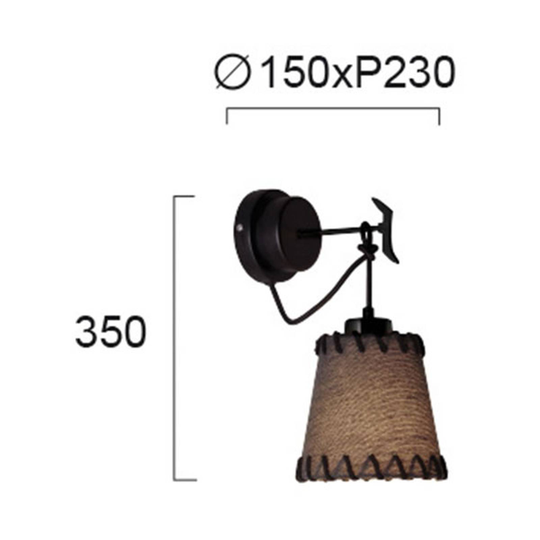 Vägglampa Timor, textil, svart