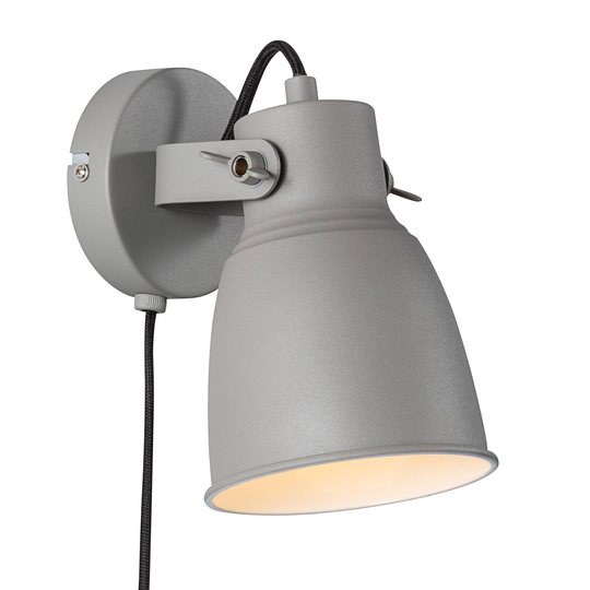 Vägglampa Adrian med kabel och kontakt, grå